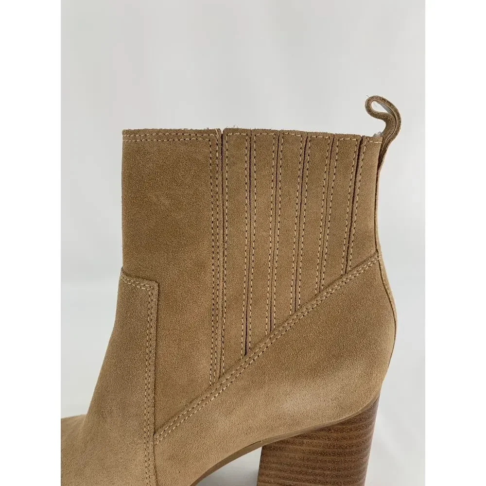Marc Fisher Marela Boot Womens Size 8M Dark Natural Brown Tan Suede Ankle New